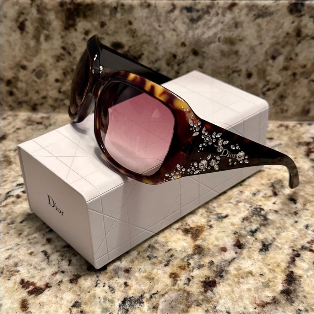 Christian Dior Ondine Sunglasses Crystal Tortoise Brown Frames DiorOndine RARE